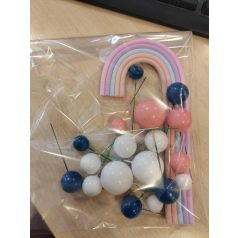 Szivárványos kék-lila tortadísz 19 db-os