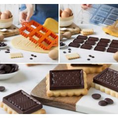   Csokis keksz készítő (kiszúró és csokiöntő forma) geometrikus mintával