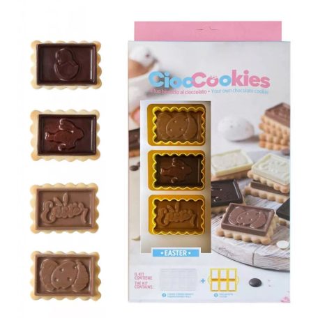 Csokis keksz készítő (kiszúró és csokiöntő forma) húsvéti mintával