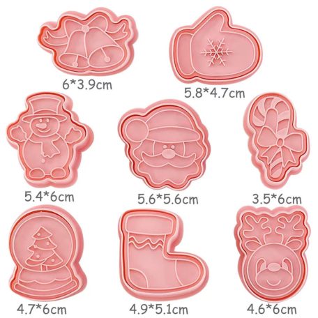 FONDANT ÉS MARCIPÁN MŰANYAG KISZÚRÓ ÉS MINTÁZÓ SZETT – karácsony (6 DARAB/CSOMAG)