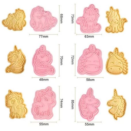 FONDANT ÉS MARCIPÁN MŰANYAG KISZÚRÓ ÉS MINTÁZÓ SZETT – UNIKORNIS (6 DARAB/CSOMAG)
