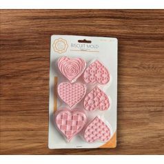   SZÍV ALAKÚ 6 DARABOS MŰANYAG SÜTEMÉNYKISZÚRÓ ÉS NYOMDA