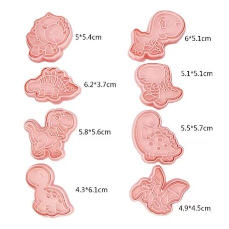 FONDANT ÉS MARCIPÁN MŰANYAG KISZÚRÓ ÉS MINTÁZÓ SZETT – DINOSZARUSZ (8 DARAB/CSOMAG)
