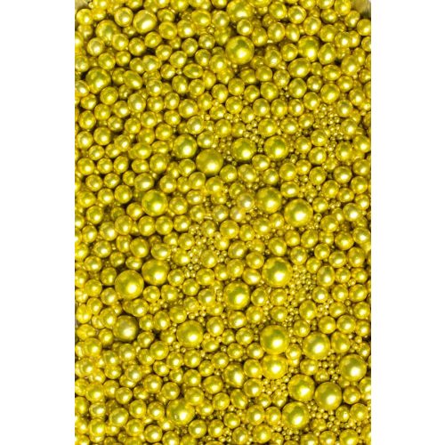 Cukorgyöngyök, metál arany, 3, 5, 7, 10 mm