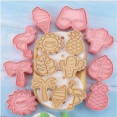   FONDANT ÉS MARCIPÁN MŰANYAG KISZÚRÓ ÉS MINTÁZÓ SZETT – TRÓPUSI (8 DARAB/CSOMAG)