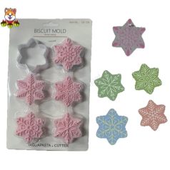   FONDANT ÉS MARCIPÁN MŰANYAG KISZÚRÓ ÉS MINTÁZÓ SZETT – hópehely (6 DARAB/CSOMAG)