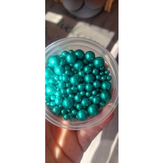 Soft cukorgyöngyök metál türkiz zöld 3, 5, 7, 10 mm