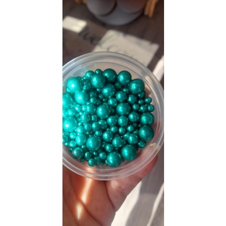 Soft cukorgyöngyök metál türkiz zöld 3, 5, 7, 10 mm
