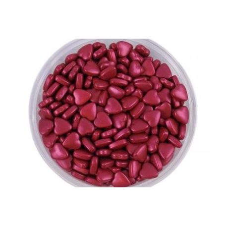 Bordó metál szív cukordekoráció 50 g