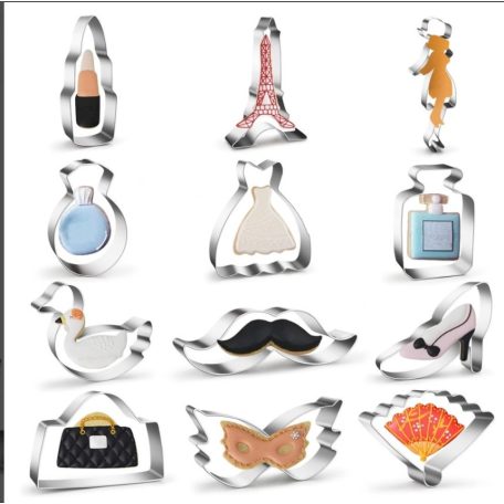 Párizs témájú fém kiszúró 12 db-os