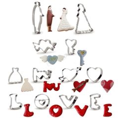 Esküvő témájú fém kiszúró 12 db-os