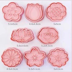   FONDANT ÉS MARCIPÁN MŰANYAG KISZÚRÓ ÉS MINTÁZÓ SZETT – VIRÁG (8 DARAB/CSOMAG)