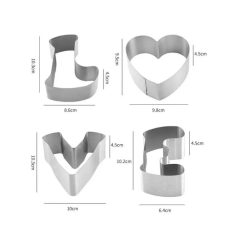 Fém tortaforma LOVE 4 db-os