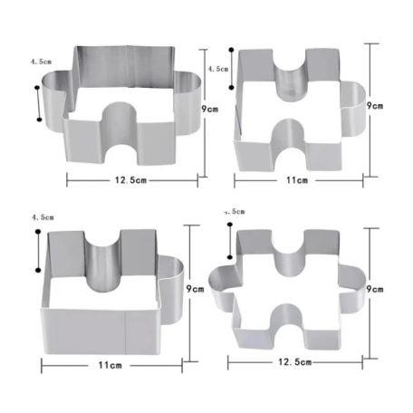 Fém tortaforma puzzle alakú 4 db-os