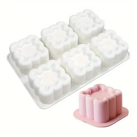 Négyzet virág mintás mousse szilikon forma-6 részes