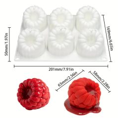 Szilikon mousse forma málna 6 részes