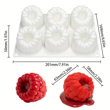 Szilikon mousse forma málna 6 részes