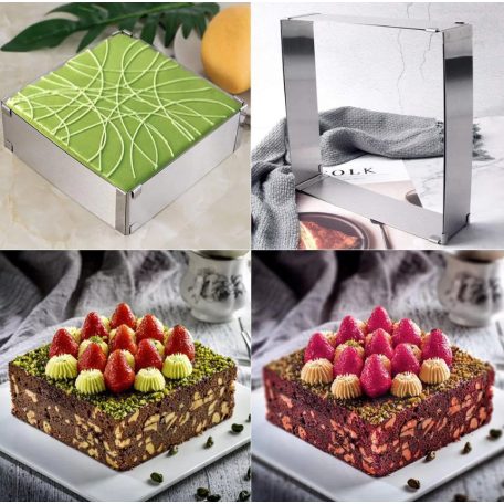 Állítható tortaforma téglalap 8 cm magas 15-28 cm