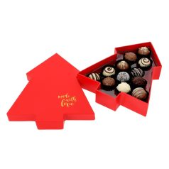 Bonbon doboz piros fenyő alakú 12 db-os