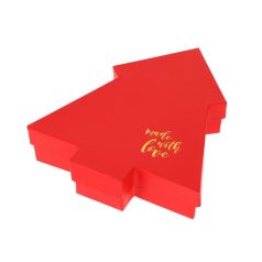 Bonbon doboz piros fenyő alakú 12 db-os