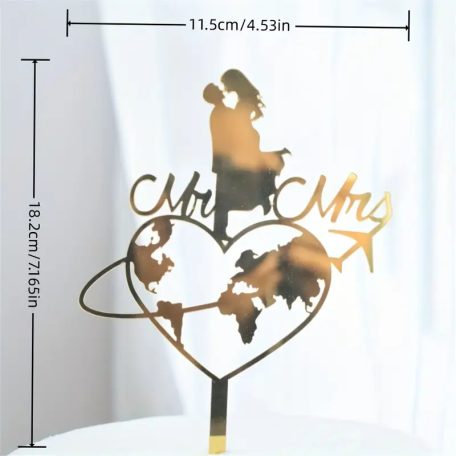 Mr & Mrs tortabeszúró arany akril