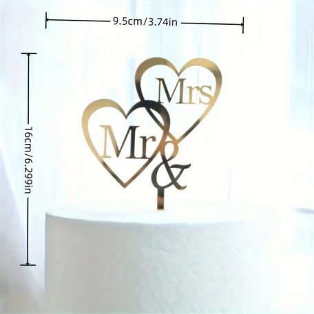 Mr & Mrs tortabeszúró arany akril 3.