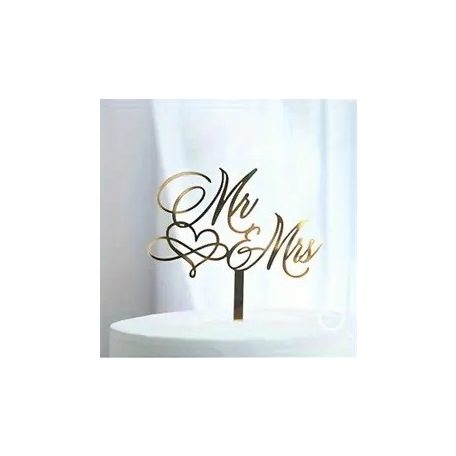 Mr & Mrs tortabeszúró arany akril 4.