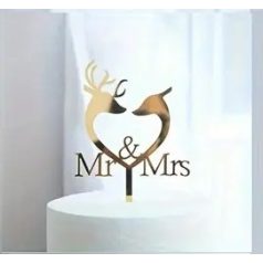 Mr & Mrs tortabeszúró arany akril 6.