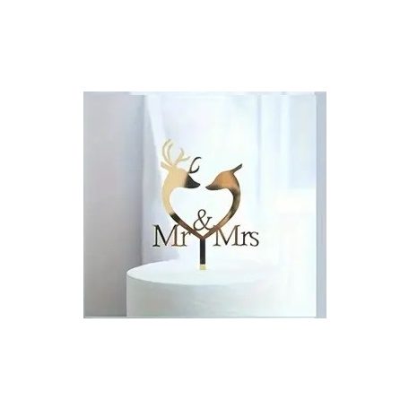 Mr & Mrs tortabeszúró arany akril 6.
