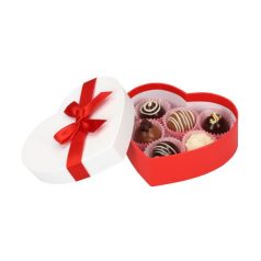 Bonbon doboz piros-fehér szív alakú 6 db-os