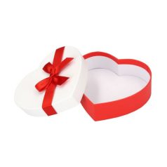 Bonbon doboz piros-fehér szív alakú 6 db-os