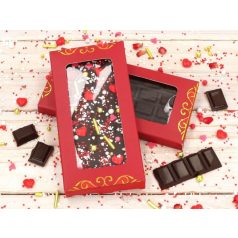 Tábláscsokoládé doboz piros arany mintával, fóliával