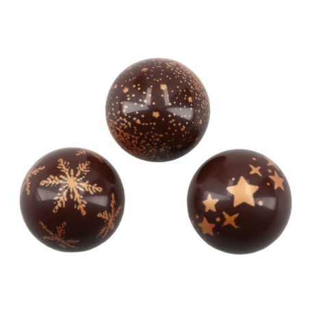 Karácsonyi csillag mintájú félgömb étcsokoládé