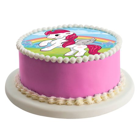 Unikornis szivárvánnyal tortaostya 20 cm