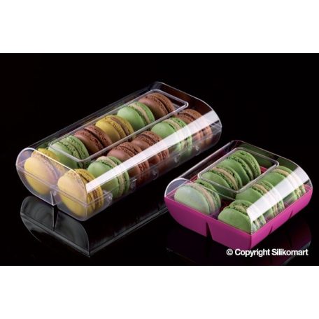 Műanyag macaron doboz 12-db-os fekete talppal