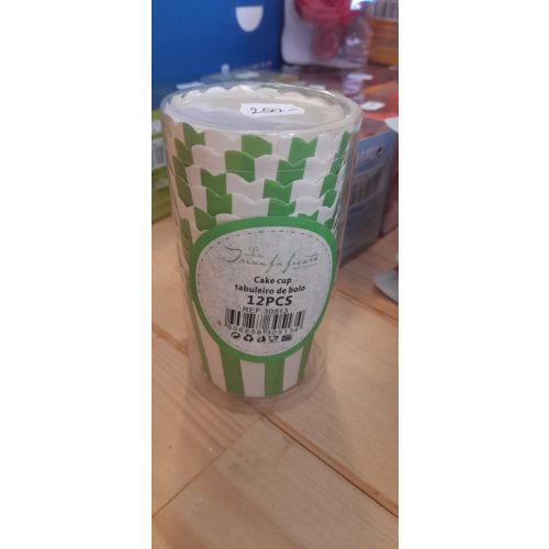 Zöld csíkos fodros muffin papír 12 db