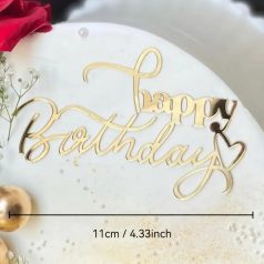 Tortadekoráció akril fehérarany