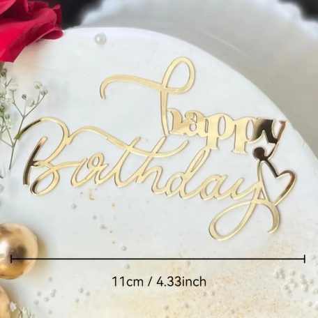 Tortadekoráció akril fehérarany