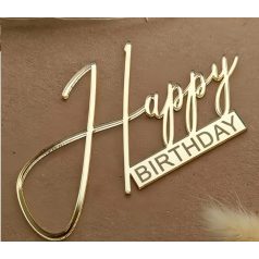 Tortadekoráció akril fehérarany