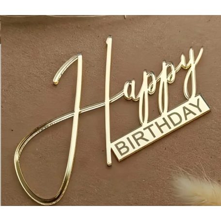 Tortadekoráció akril fehérarany