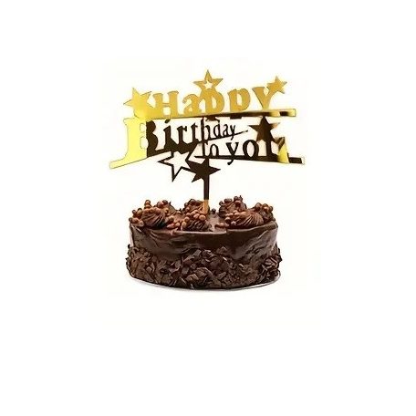 Tortadekoráció akril arany csillagos