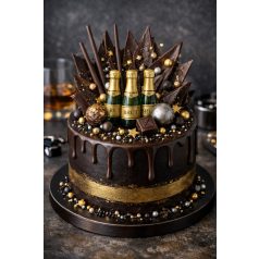 Csokoládé dekoráció pezsgős üveg (fél)