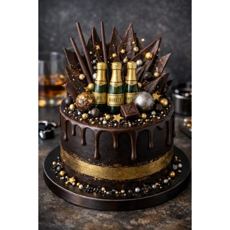 Csokoládé dekoráció pezsgős üveg (fél)