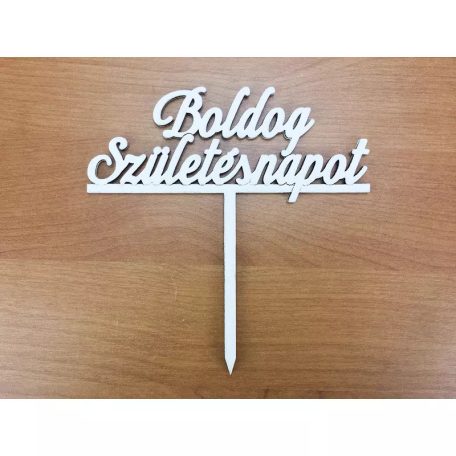 Boldog születésnapot tortabeszúró fehér fa közepes