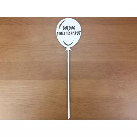 Boldog születésnapot tortabeszúró fehér lufi