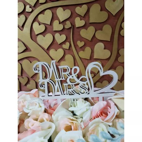 Esküvői tortabeszúró MR &MRS fehér