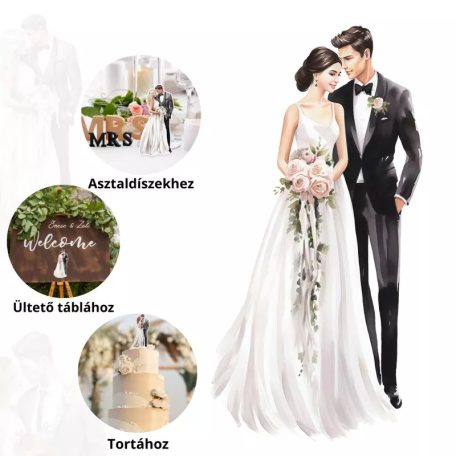 Házaspár tortadísz fekete