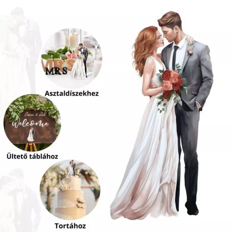 Házaspár tortadísz barna