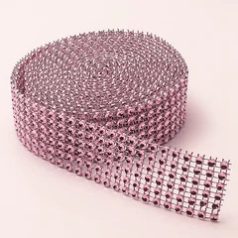 Rózsaszín strasszköves szalag 3 cm x 4,57 m