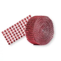 Piros strasszköves szalag 3 cm x 4,57 m